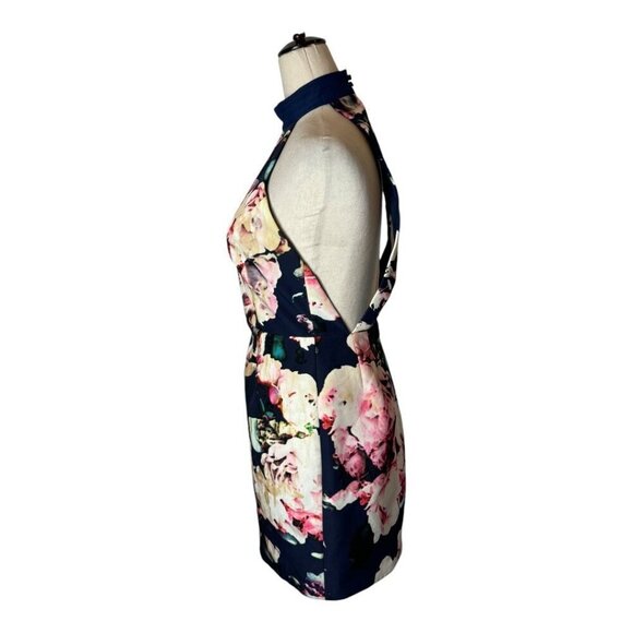 Finders Keepers Dress Women XS Blue Floral Print Halter Neck Illuminati Mini‎ - Picture 7 of 12